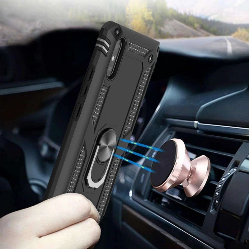 Протиударний чохол Serge Ring з кільцем на Xiaomi Redmi 9A – Чорний. Фото 5 з 7