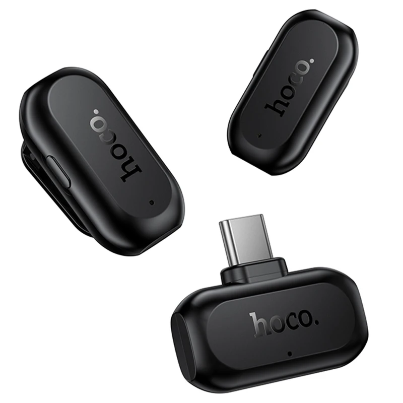 Петличний бездротовий мікрофон Hoco L26 Dual-mic Smart AI (Type-C) – Black. Фото 5 з 6