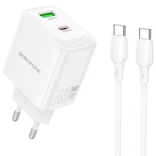 МЗП Borofone BAS93A Cloud PD30W+QC3.0 (1USB-A/1C) + кабель Type-C to Type-C фото 1 з 1