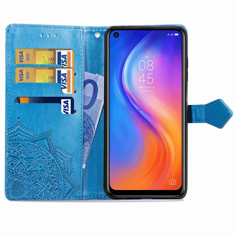 Шкіряний чохол-книжка Art Case з візитницею для TECNO Spark 7 – Синій. Фото 2 з 5