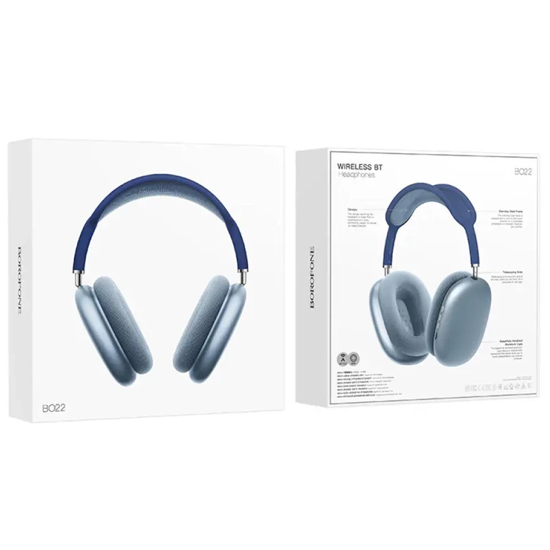 Накладні бездротові навушники BOROFONE BO22 Elegant – Blue. Фото 3 з 3