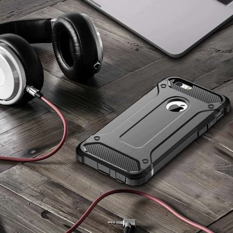 Протиударний чохол з посиленими кутами Immortal на Apple iPhone 5/5S/SE – Метал / Gun Metal. Фото 6 з 6