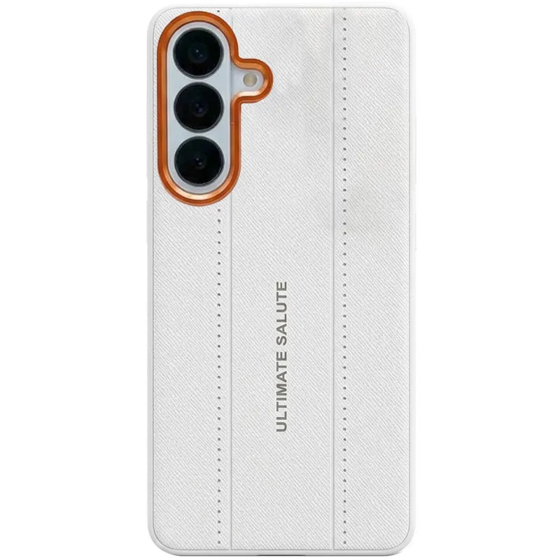 TPU+PC Vegan Leather Case with Metal Camera Frame для Samsung Galaxy S26 – White. Фото 1 з 1