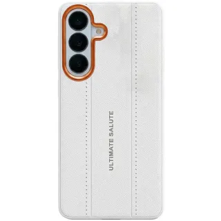 TPU+PC Vegan Leather Case with Metal Camera Frame для Samsung Galaxy S26 — White