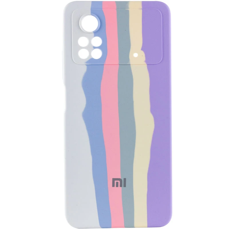

Чохол Silicone Case Райдуга з закритим низом на Xiaomi Poco X4 Pro 5G (Білий / Бузковий)