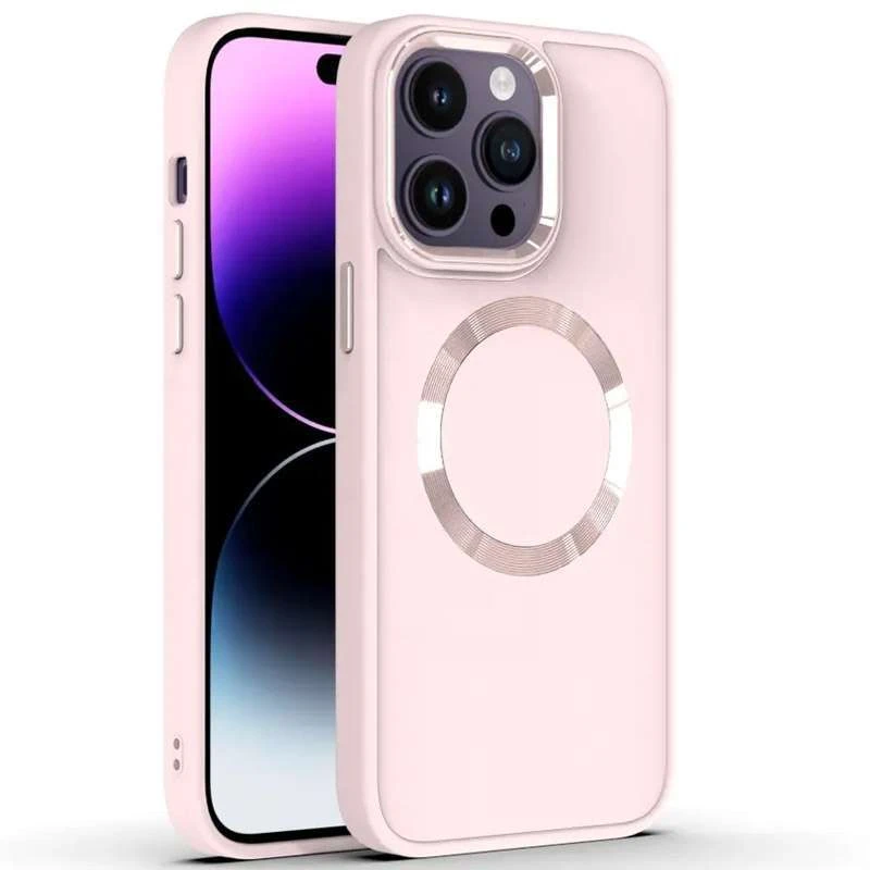 

TPU чохол Bonbon з металевими кнопками та MagSafe на Apple iPhone 14 Plus (6.7") (Рожевий / Light Pink)