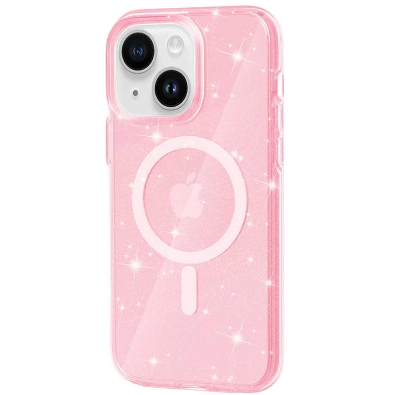 

Чехол с блестками и MagSafe на Apple iPhone 15 (6.1") (Pink+Glitter)