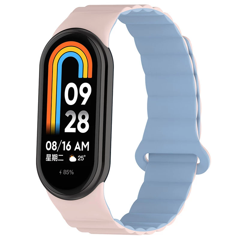Ремінець Dual-color Magnetic для Xiaomi Mi Band 9/8 – Light Pink / Lilac Blue. Фото 2 з 8