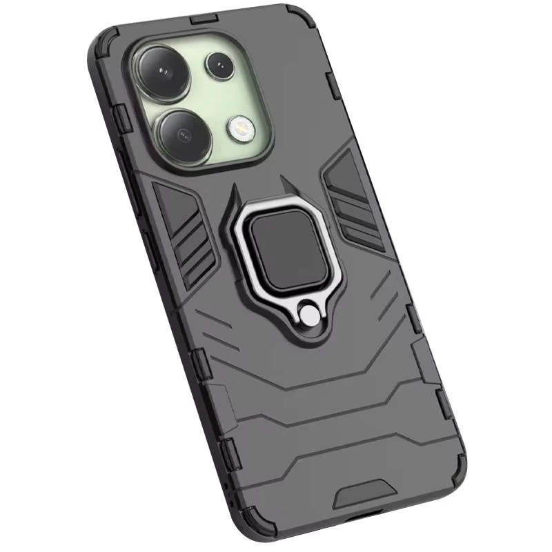 Протиударний чохол Transformer з кільцем на Xiaomi Redmi Note 13 4G – Чорний / Soul Black. Фото 6 з 6