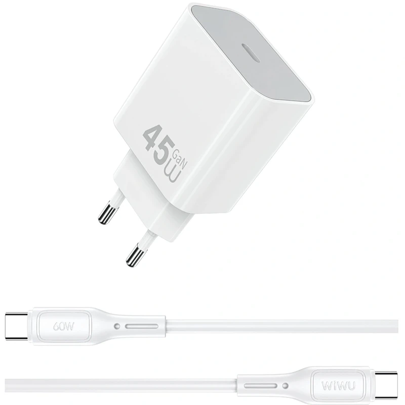 МЗП WIWU G024 Essen PD45W GaN (1USB-C) + кабель Type-C to Type-C фото 1 з 1