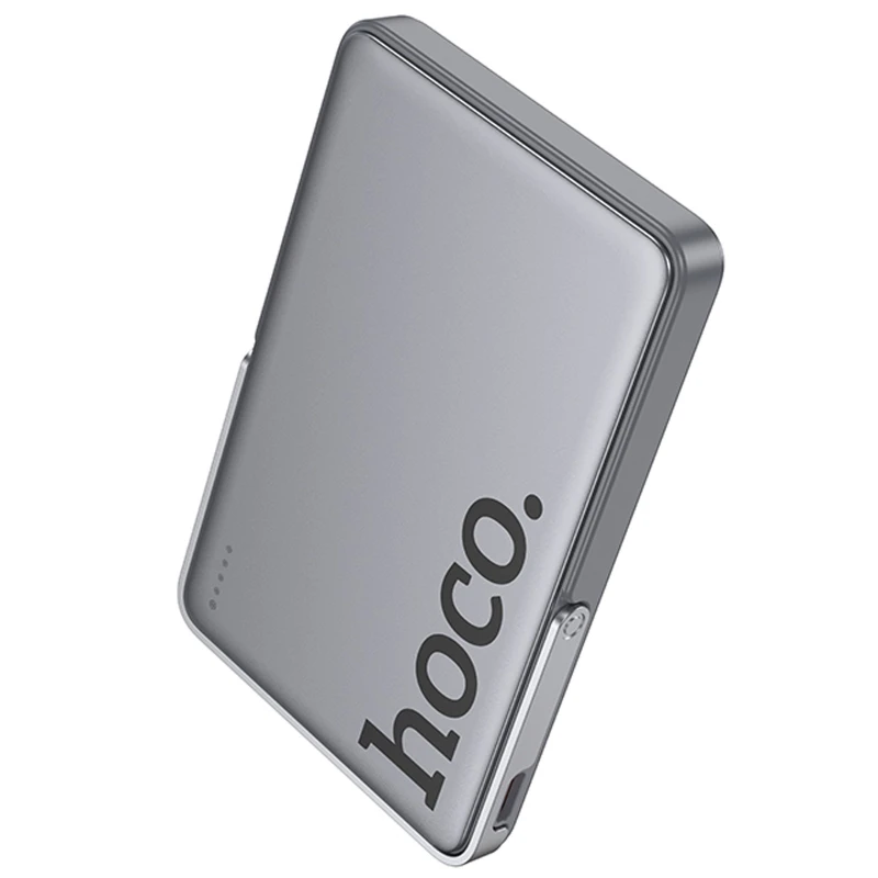 Портативний ЗП Power Bank Hoco Q36 Sunlight magnetic suction+holder PD20W з БЗП 5000 mAh – Metal grey. Фото 4 з 6
