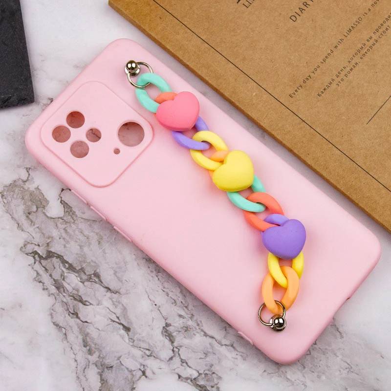 Чохол Heart з ланцюгом на Xiaomi Redmi 10C – Pink Sand. Фото 6 з 8