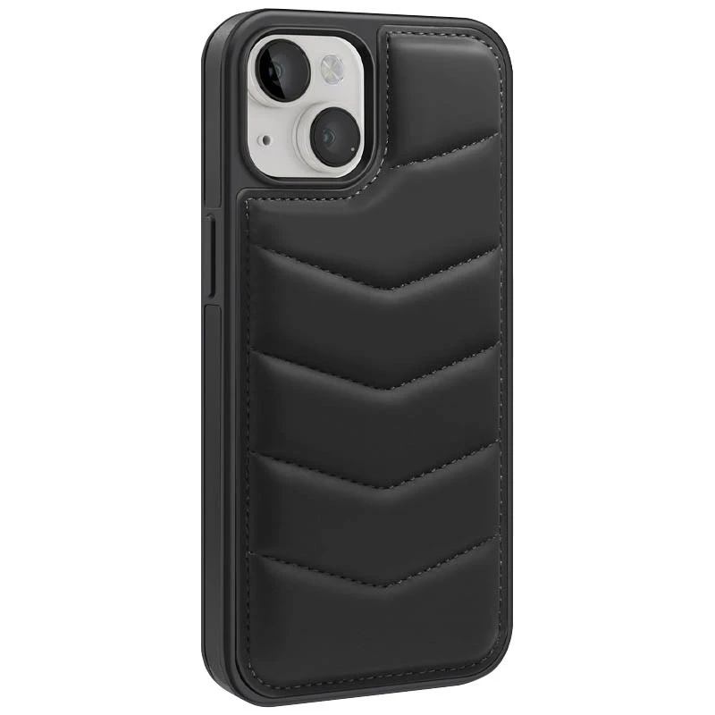 Шкіряна накладка Пуховик з Magnetic Safe на Apple iPhone 14 (6.1") – Black. Фото 4 з 4