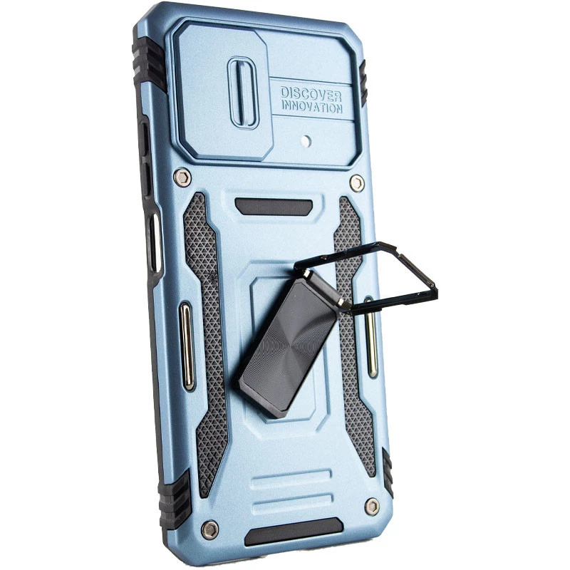 Ударостійкий чохол Square Ring зi шторкою на камеру на Xiaomi Poco F5 / Note 12 Turbo – Блакитний / Light Blue. Фото 4 з 6