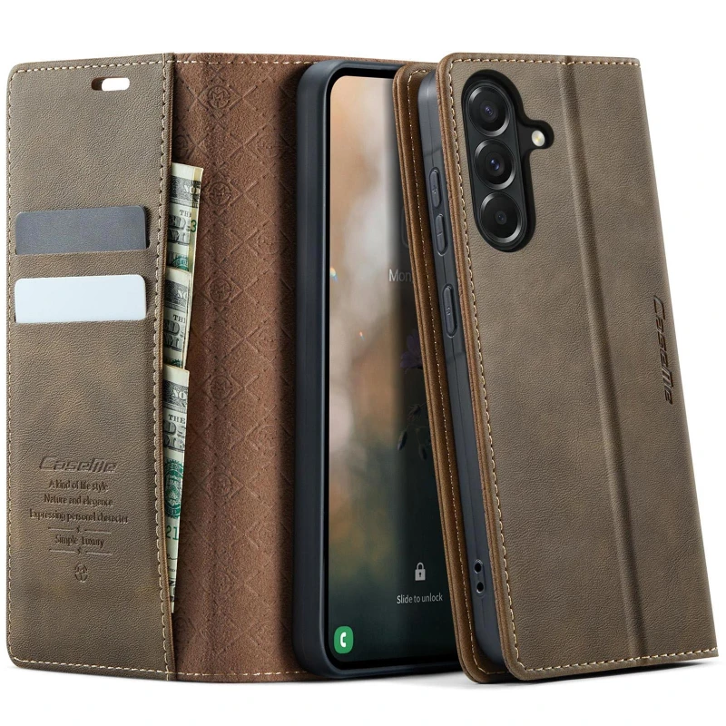 Шкіряний чохол-книжка CaseMe Velvet Matte для Samsung Galaxy A36 5G – Coffee. Фото 2 з 5