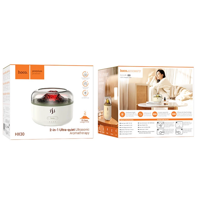 Зволожувач повітря Hoco HX30 Ultrasonic aromatherapy 160ml – White. Фото 6 з 8