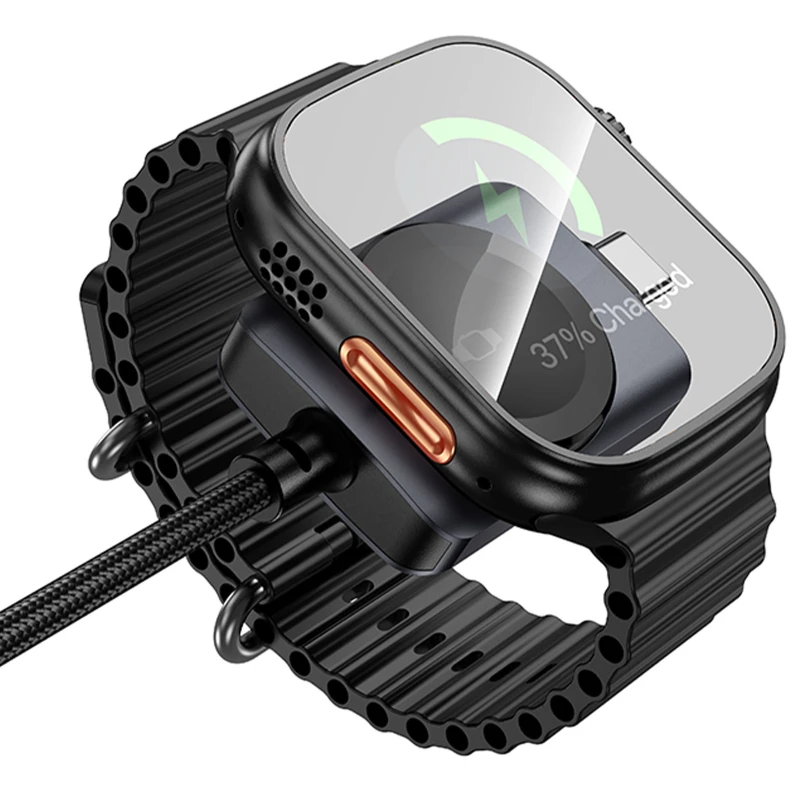 Дата кабель Hoco CW66 2in1 Type-C to iWatch/Type-C PD100W (1.2m) – Black. Фото 3 з 6