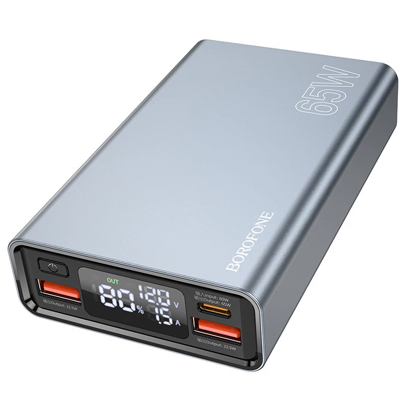 

Портативное зарядное устройство Power Bank BOROFONE BJ40 Happy way 65W 15 000 mAh (Metal gray)