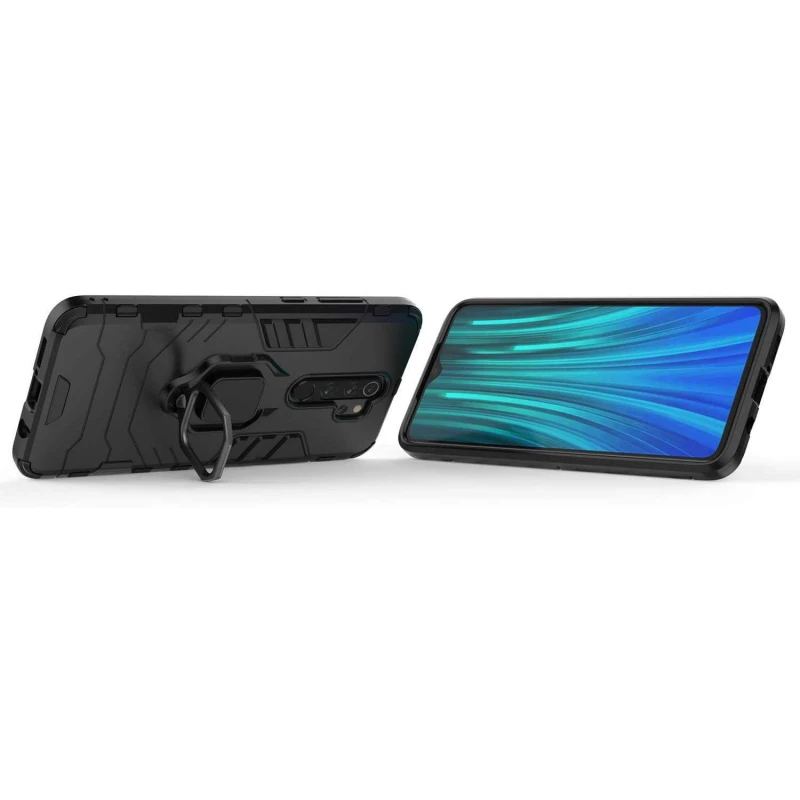 Протиударний чохол Transformer з кільцем на Xiaomi Redmi Note 8 Pro – Чорний / Soul Black. Фото 5 з 6
