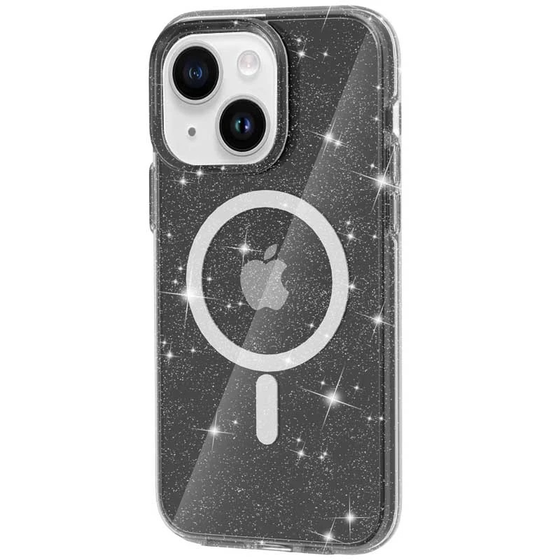 

Чехол с блестками и MagSafe на Apple iPhone 13 (6.1") (Black+Glitter)