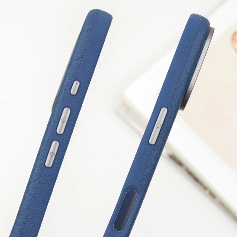 Шкіряний чохол з візерунком та MagSafe на Apple iPhone 16 – Blue. Фото 6 з 8