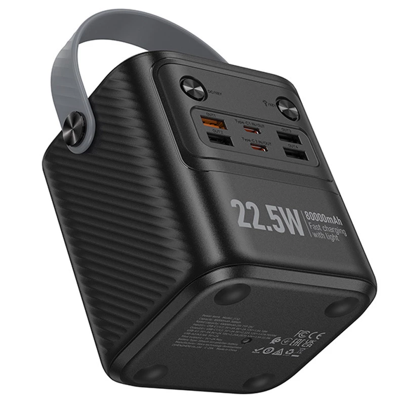 Портативний ЗП Power Bank Hoco J152 Tough 22.5W+PD20W 80000 mAh – Black. Фото 6 з 7