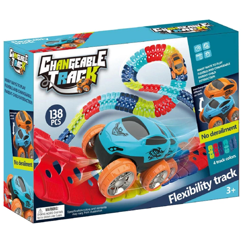 Інтерактивний трек з інерційною машинкою SHT 288 Changeable Trak (138pcs/1CAR) – Colorful. Фото 3 з 3