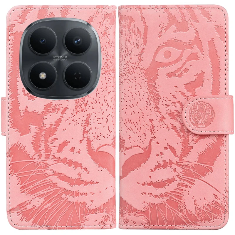 Шкіряний чохол-книжка Tiger для Xiaomi Poco M8 Pro – Pink. Фото 7 з 7