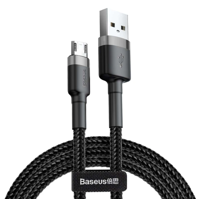 Дата кабель Baseus Cafule MicroUSB Cable 1.5A (2m) – Сірий / Чорний. Фото 2 з 5