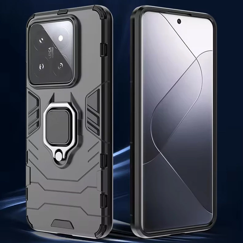 Протиударний чохол Transformer з кільцем на Xiaomi 14 Pro – Чорний / Soul Black. Фото 6 з 8