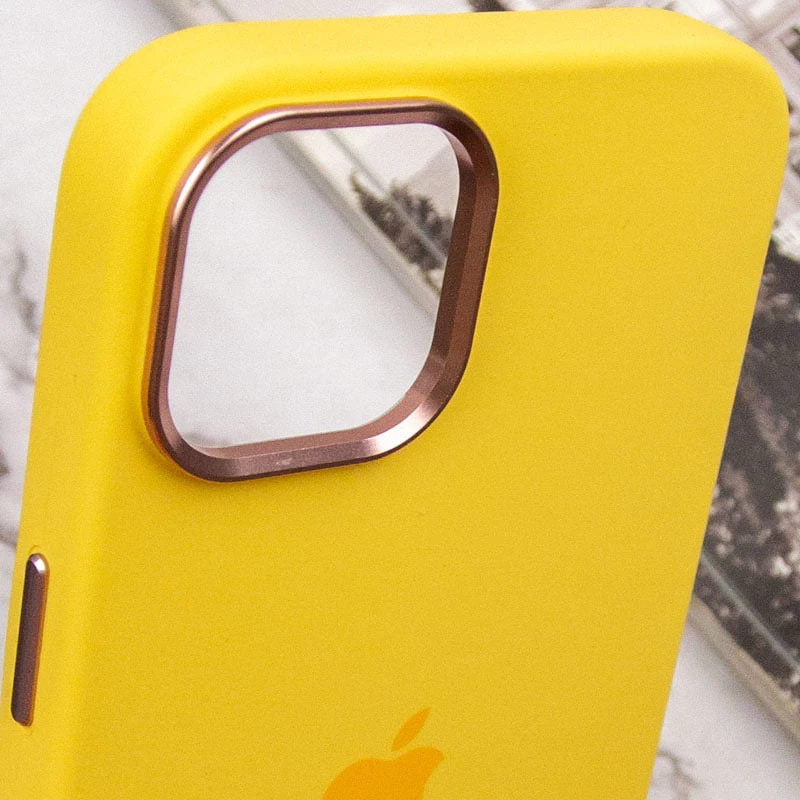 Чохол Silicone Case з металевими кнопками на Apple iPhone 12 (6.1") – Жовтий / Sunglow. Фото 9 з 9