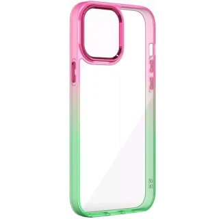 Силиконовый чехол фреш для Apple iPhone 14 Pro (6.1") — Салатовый / Розовый