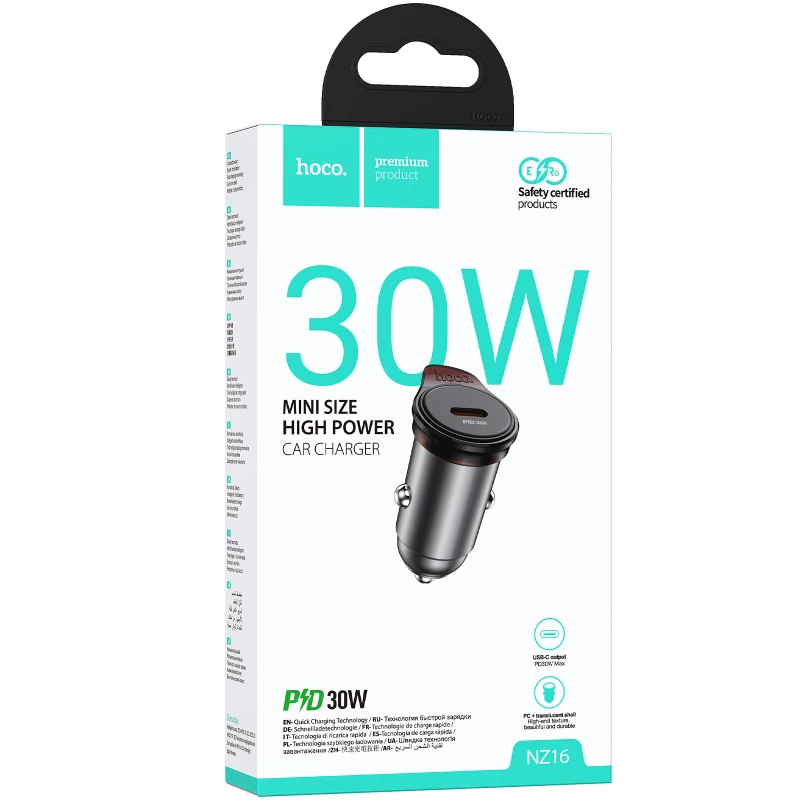 АЗП Hoco NZ16 Rigorous PD30W (1USB-C) – Metal grey. Фото 2 з 6