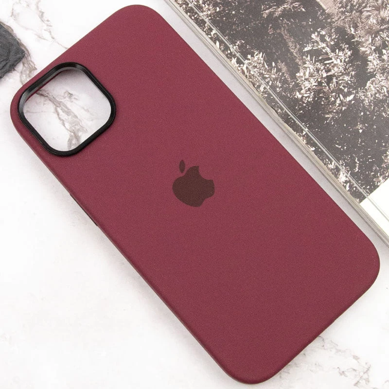 Чохол Silicone Case з металевими кнопками на Apple iPhone 12 Pro Max (6.7") – Бордовий / Plum. Фото 8 з 9
