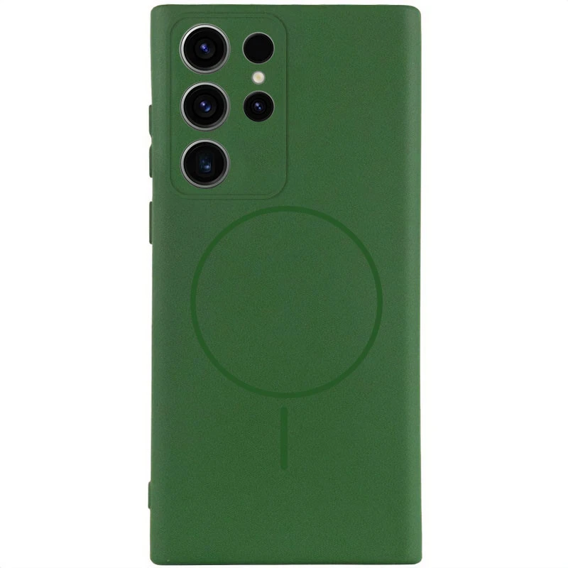 Чохол Silicone Cover Lakshmi Full Camera (AA) with Magnetic Fit для Samsung Galaxy S25 Ultra – Зелений / Dark green. Фото 1 з 9