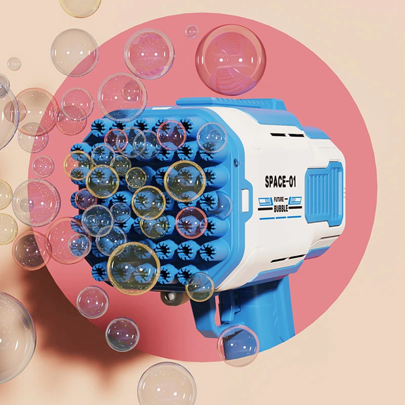 Пістолет для мильних бульбашок Bubble Gun 698-20 з насадками на 32/45 отворів 50ml – Blue. Фото 2 з 4