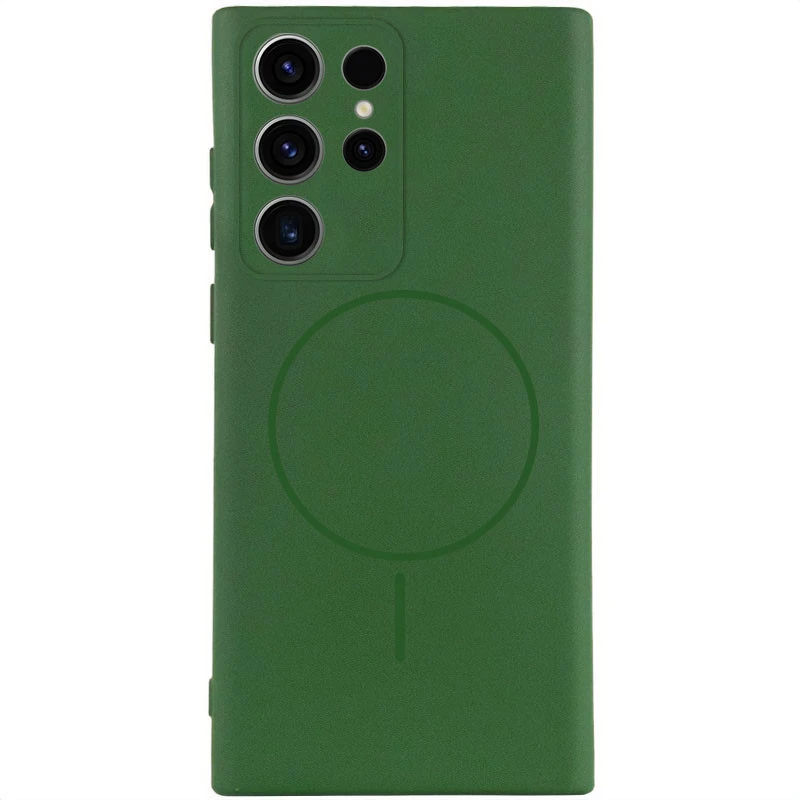 Силіконовий чохол Lakshmi MagFit з захистом камери для Samsung Galaxy S24 Ultra – Зелений / Dark green. Фото 1 з 9