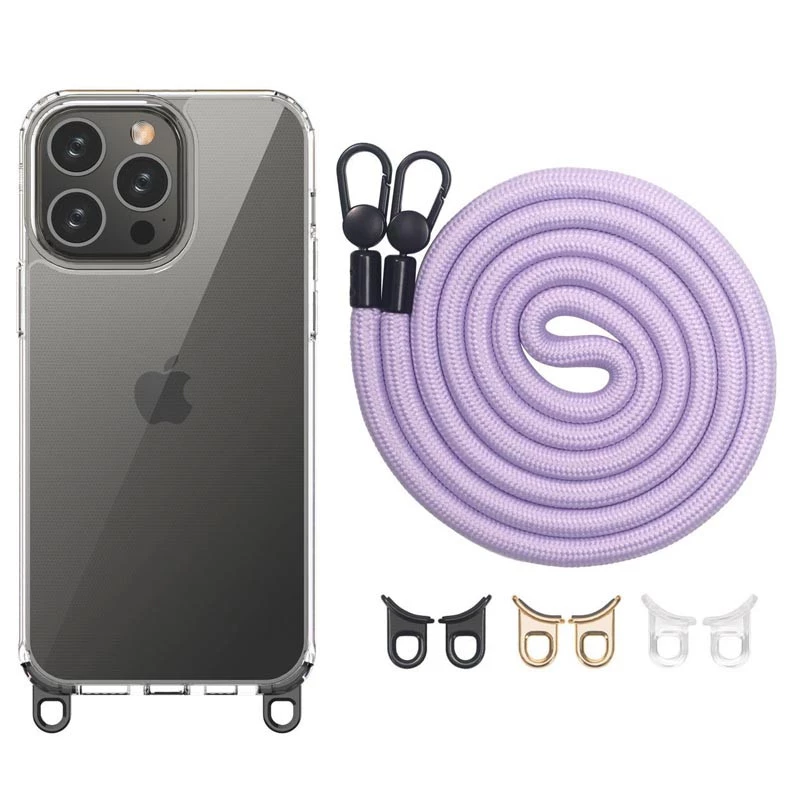 

Прозрачный силиконовый чехол с ремешком для Apple iPhone 12 (6.1") (Light Purple)