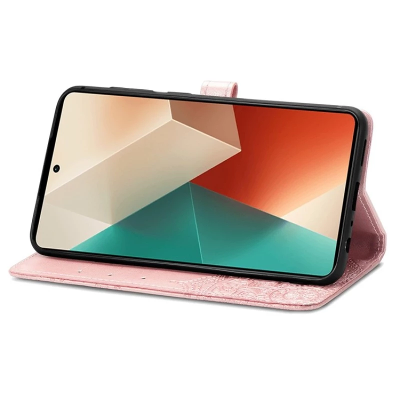 Кожаный чехол-книжка Art Case с визитницей для Xiaomi Redmi Note 14 Pro+ 5G – Розовый. Фото 3 из 6