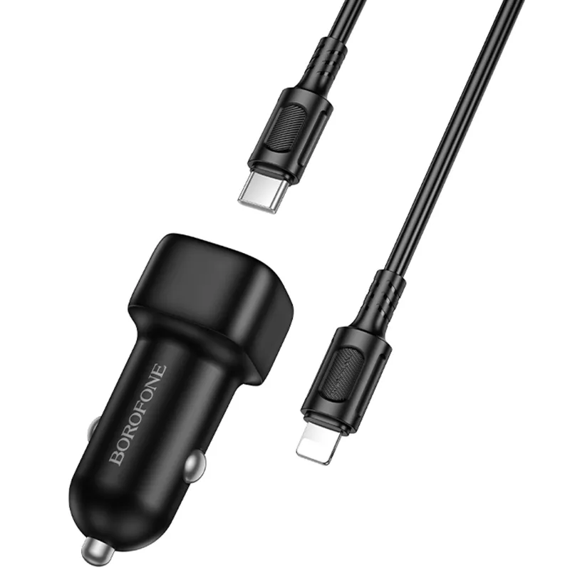 АЗП Borofone BZ34A Cloud PD20W (1USB-C) + кабель Type-C to Lightning – Black. Фото 4 з 5