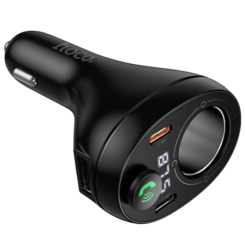 АЗУ FM модулятор Hoco E88 Star cigarette lighter 35W (2USB-C) – Black. Фото 5 из 6