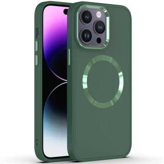 TPU чохол Bonbon з металевими кнопками та MagSafe на Apple iPhone 16 — Зелений / Pine green