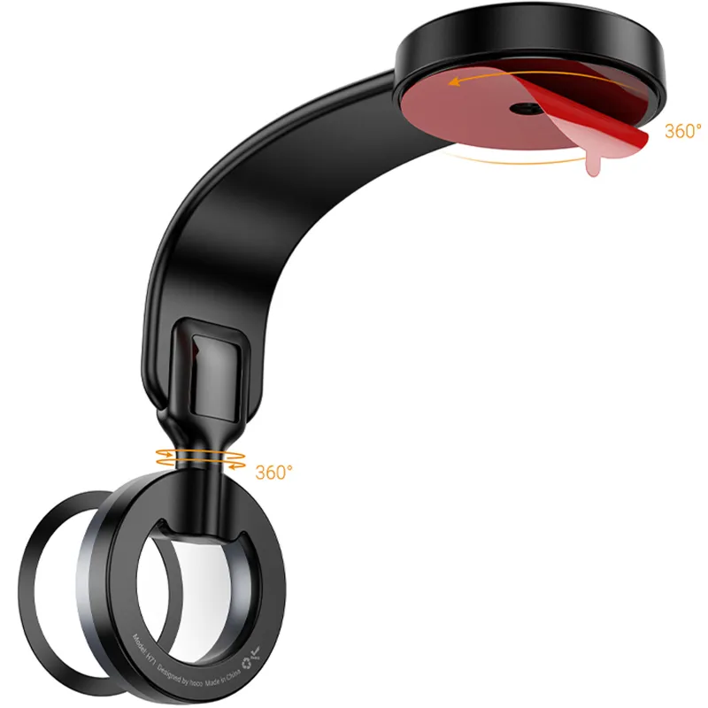 Автодержатель Hoco H71 Totem Ring magnetic (center console) – Black metal gray. Фото 6 из 6