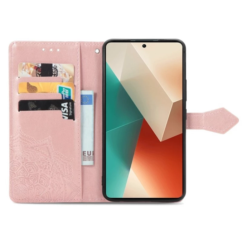 Шкіряний чохол-книжка Art Case з візитницею для Xiaomi Poco M6 4G – Рожевий. Фото 4 з 6