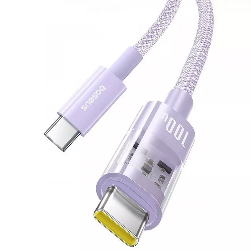 Дата кабель Baseus Gem Fast Charging Type-C to Type-C 100W (1m) (P10373000111) – Nebula Purple. Фото 2 з 5