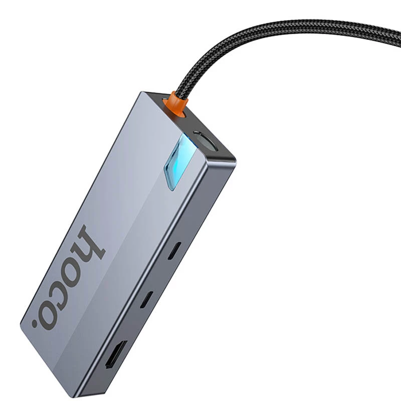 Перехідник HUB Hoco HB52 Wow 8in1 (Type-C to HDTV+RJ45+SD/TF+PD+Type-C3.0+2xUSB3.0) – Deep space gray. Фото 3 з 6