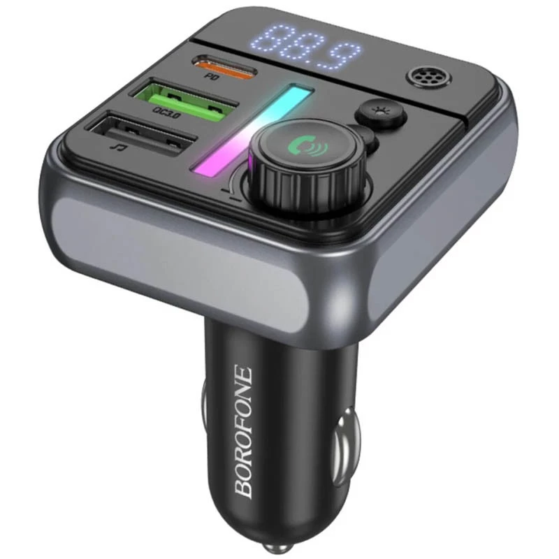 АЗУ FM модулятор Borofone BC50 Ascenso PD20W+QC3.0 18W (2USB-A/1C) – Black. Фото 1 из 7