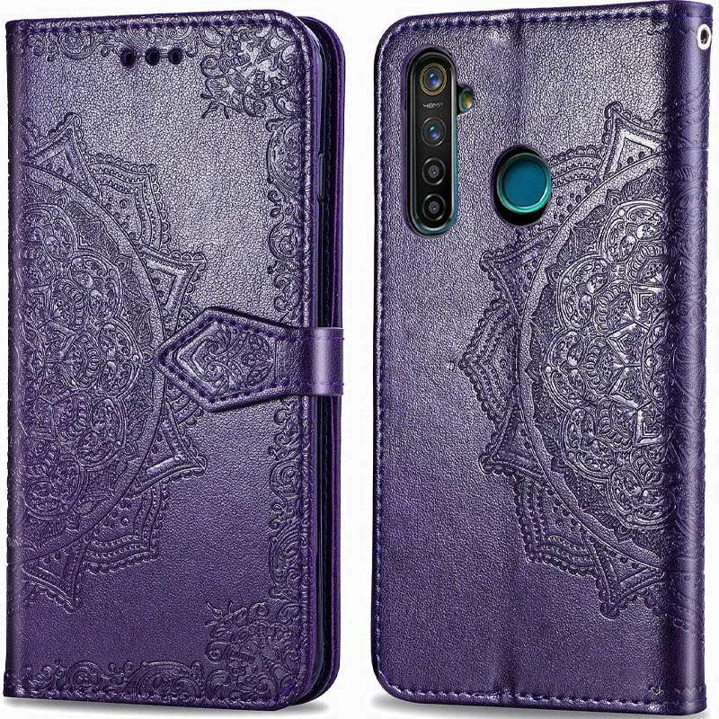 Кожаный чехол-книжка Art Case с визитницей для Realme 5 – Фиолетовый. Фото 3 из 8