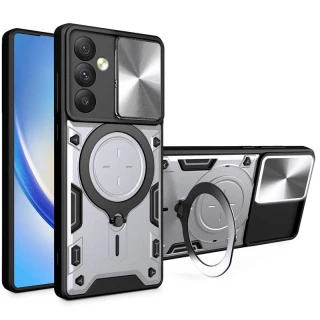 Ударостійкий чохол Bracket Ringstand із захисною шторкою для камери на Samsung Galaxy S24 FE фото 1 з 4