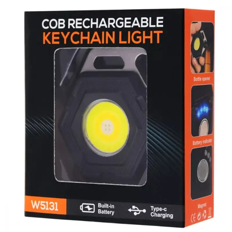 Акумуляторний LED ліхтарик W5131 + Type-C (7 режимов, шнур, магнит) – Чорний. Фото 4 з 4